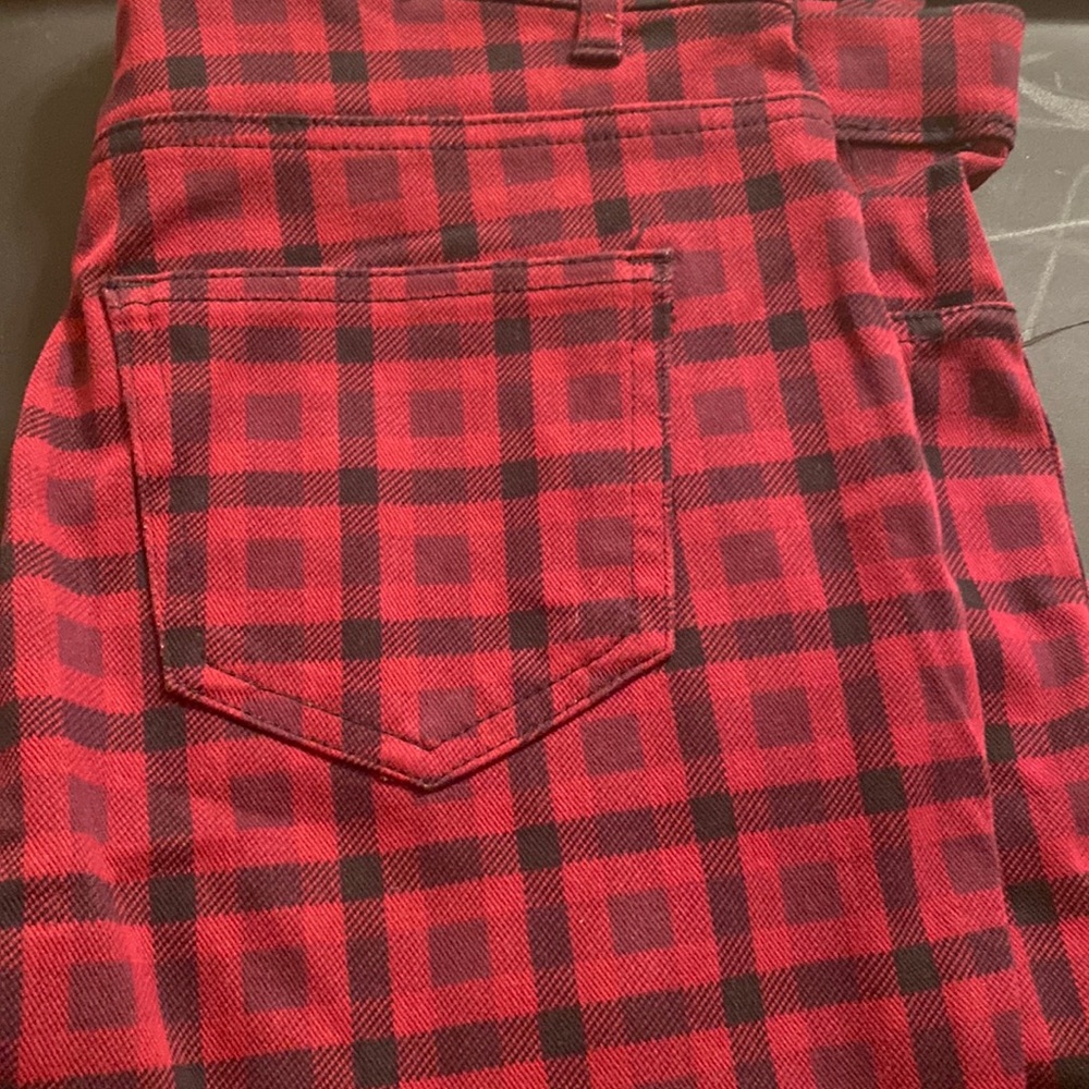 Time And Tru Womens Stretch Pull On Multicolor Plaid Leggings, Size 12-14